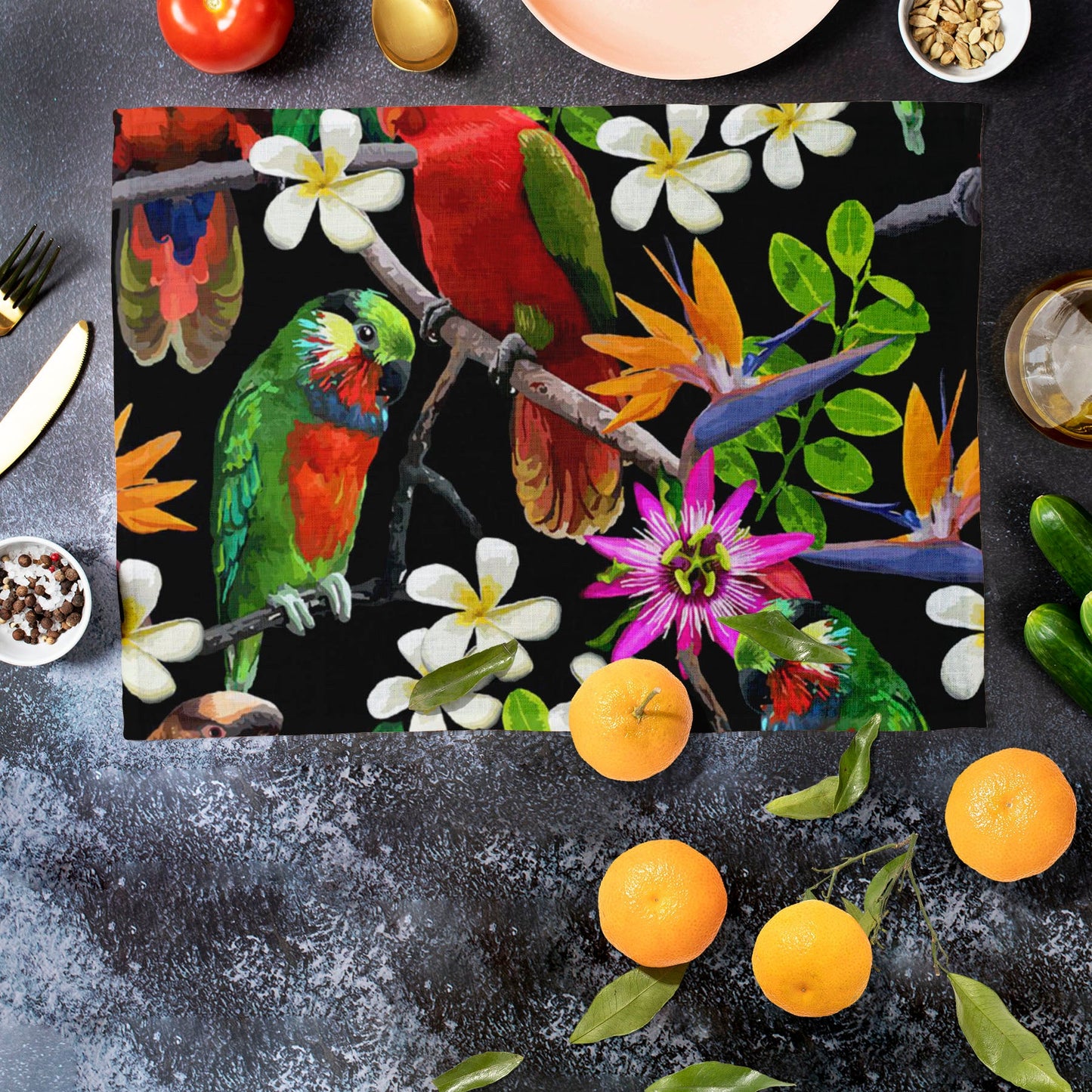 Exotic Birds & Beautiful Flowers D1 Table Mat Placemat