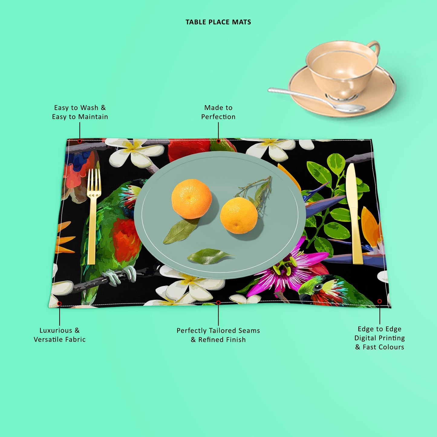 Exotic Birds & Beautiful Flowers D1 Table Mat Placemat
