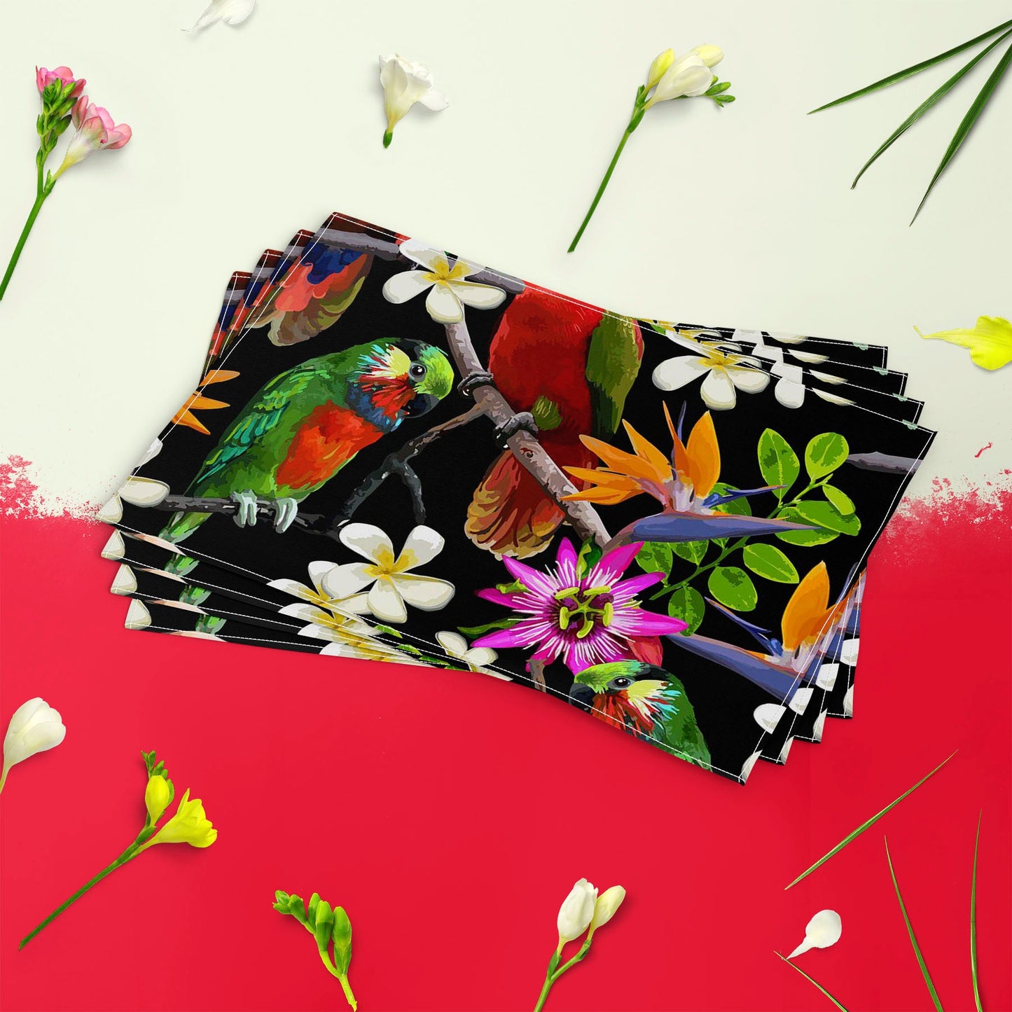 Exotic Birds & Beautiful Flowers D1 Table Mat Placemat