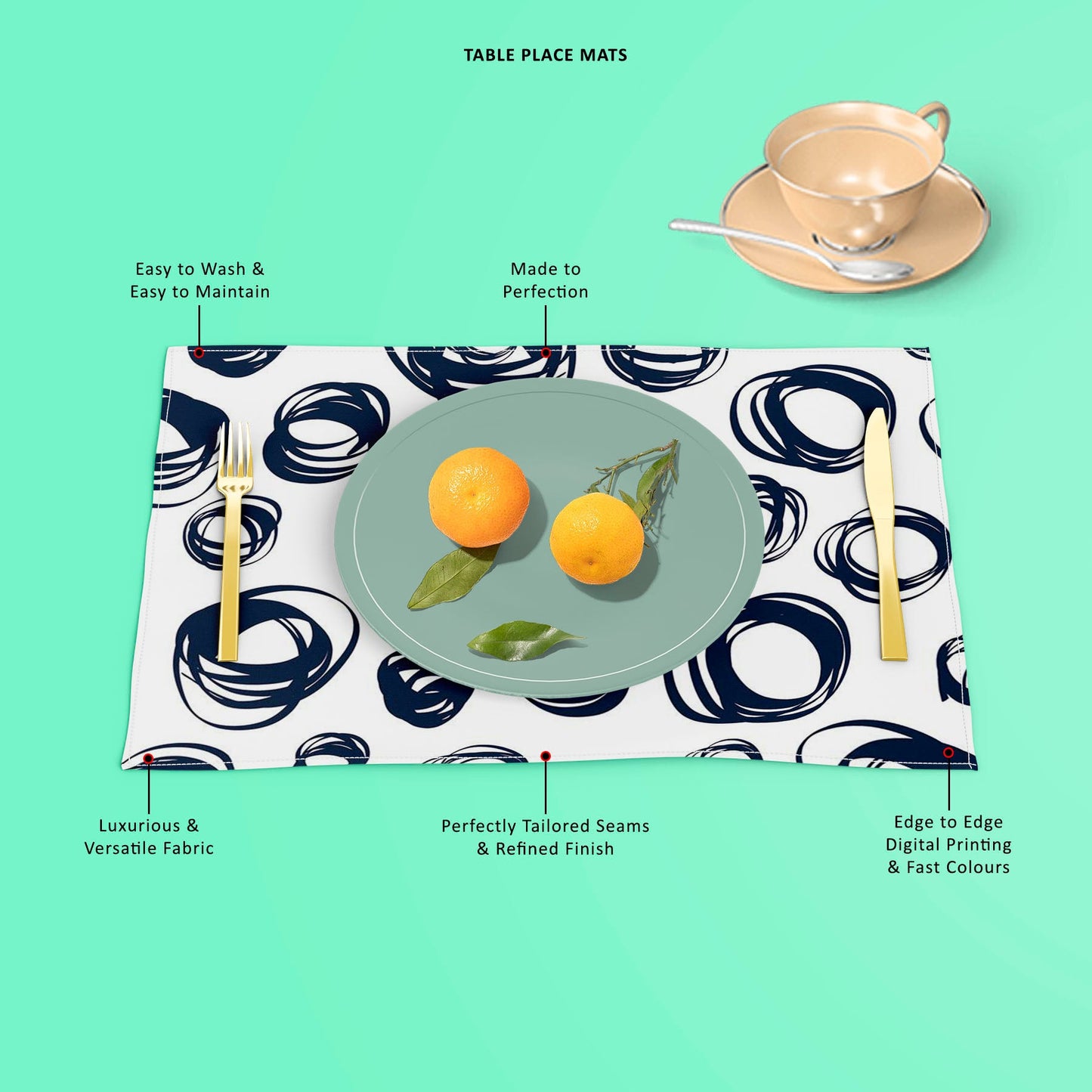 Doodle Contrast Table Mat Placemat