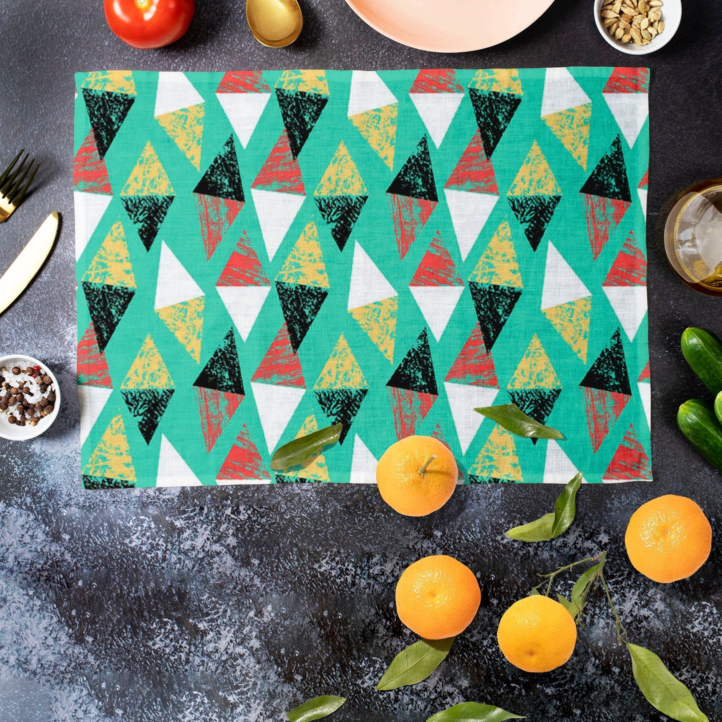 Grunged Triangles Table Mat Placemat