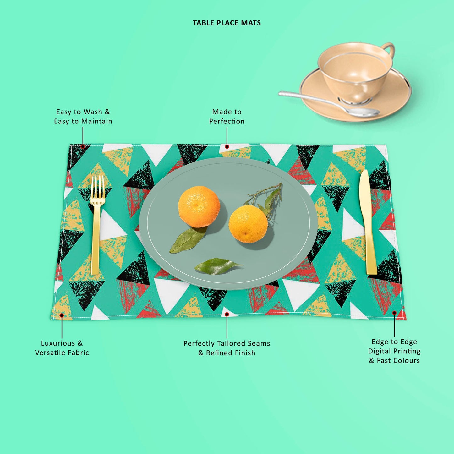 Grunged Triangles Table Mat Placemat
