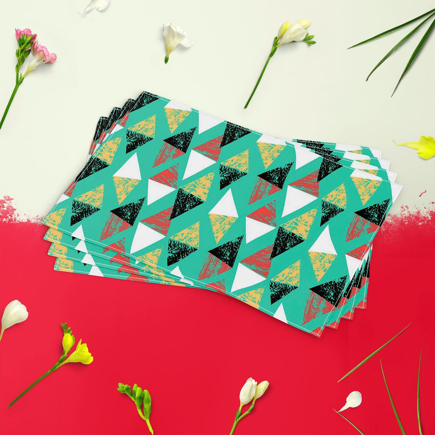 Grunged Triangles Table Mat Placemat