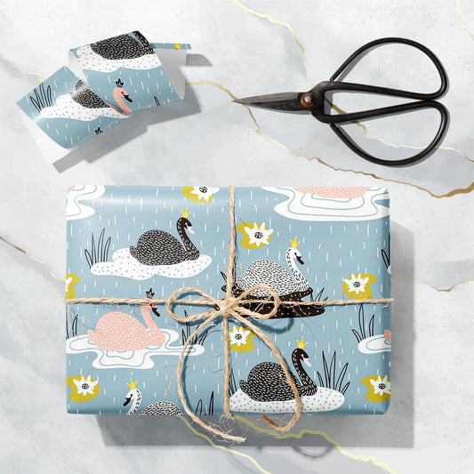 Hand Drawn Swan D1 Art & Craft Gift Wrapping Paper