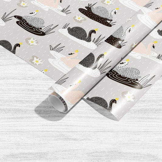 Hand Drawn Swan D2 Art & Craft Gift Wrapping Paper