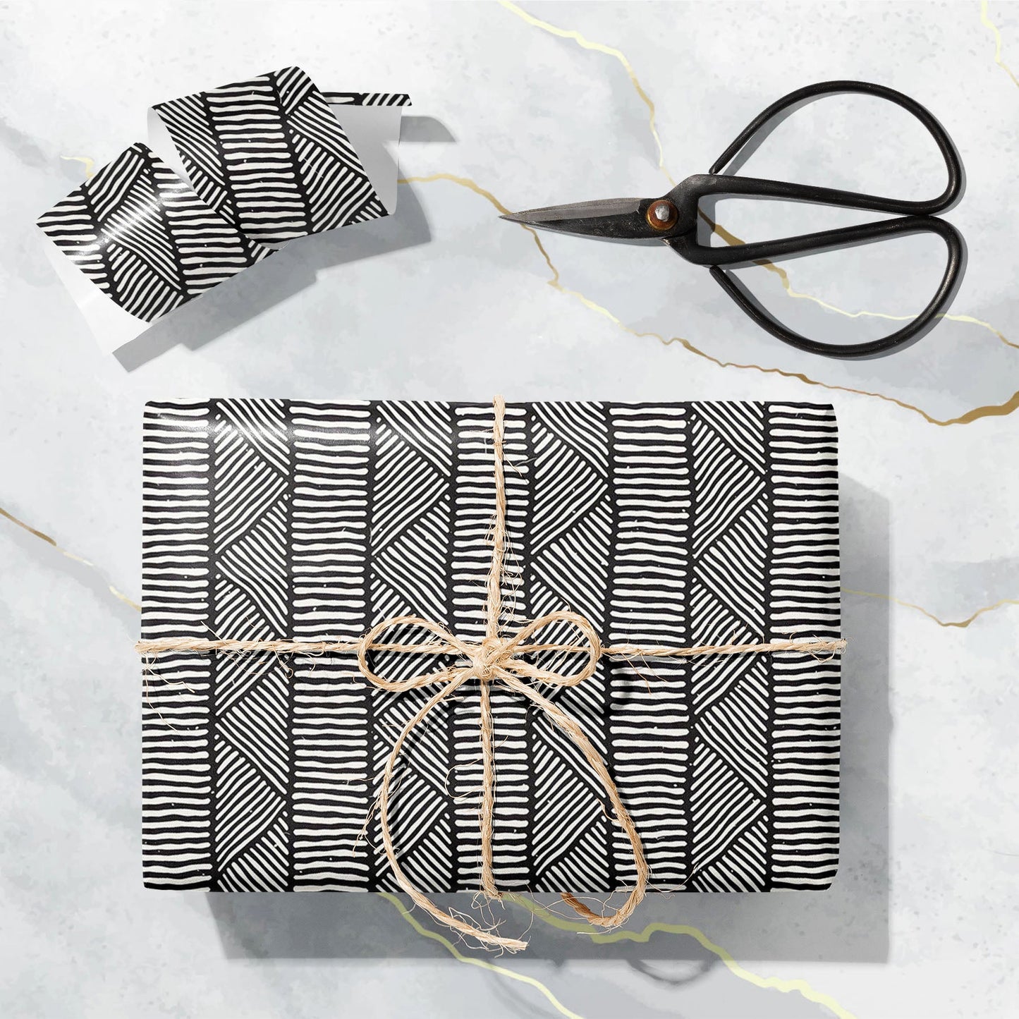 Geometric Doodle Lines Art & Craft Gift Wrapping Paper