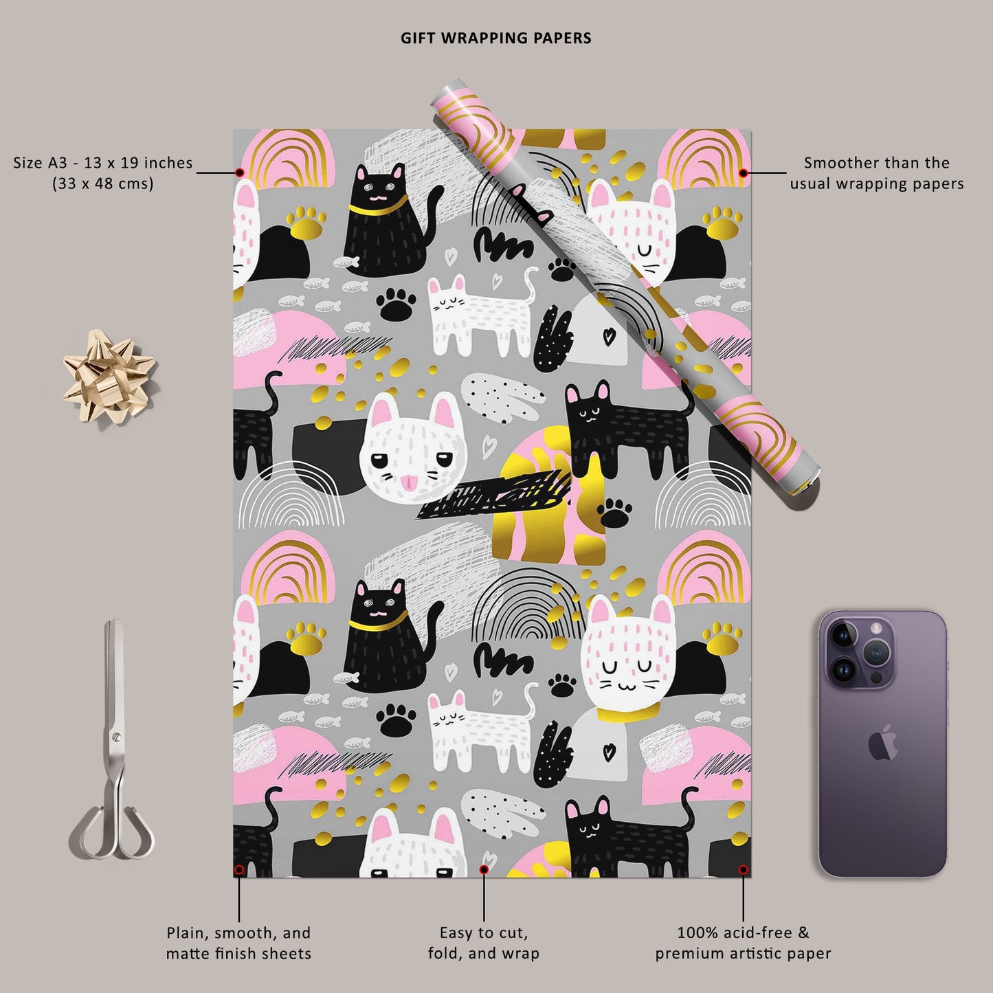 Cats Kitten Art & Craft Gift Wrapping Paper