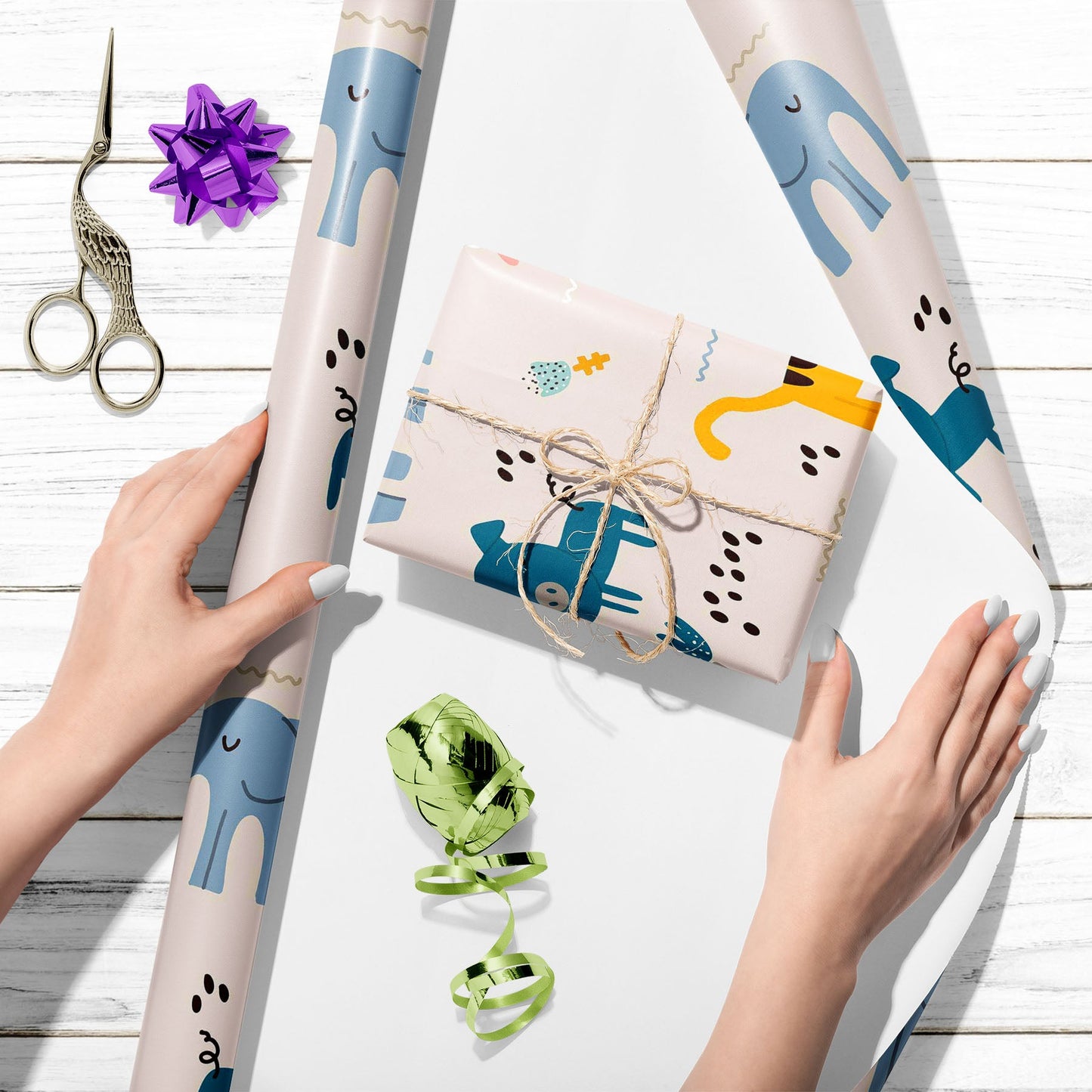 Kids Animals Art & Craft Gift Wrapping Paper
