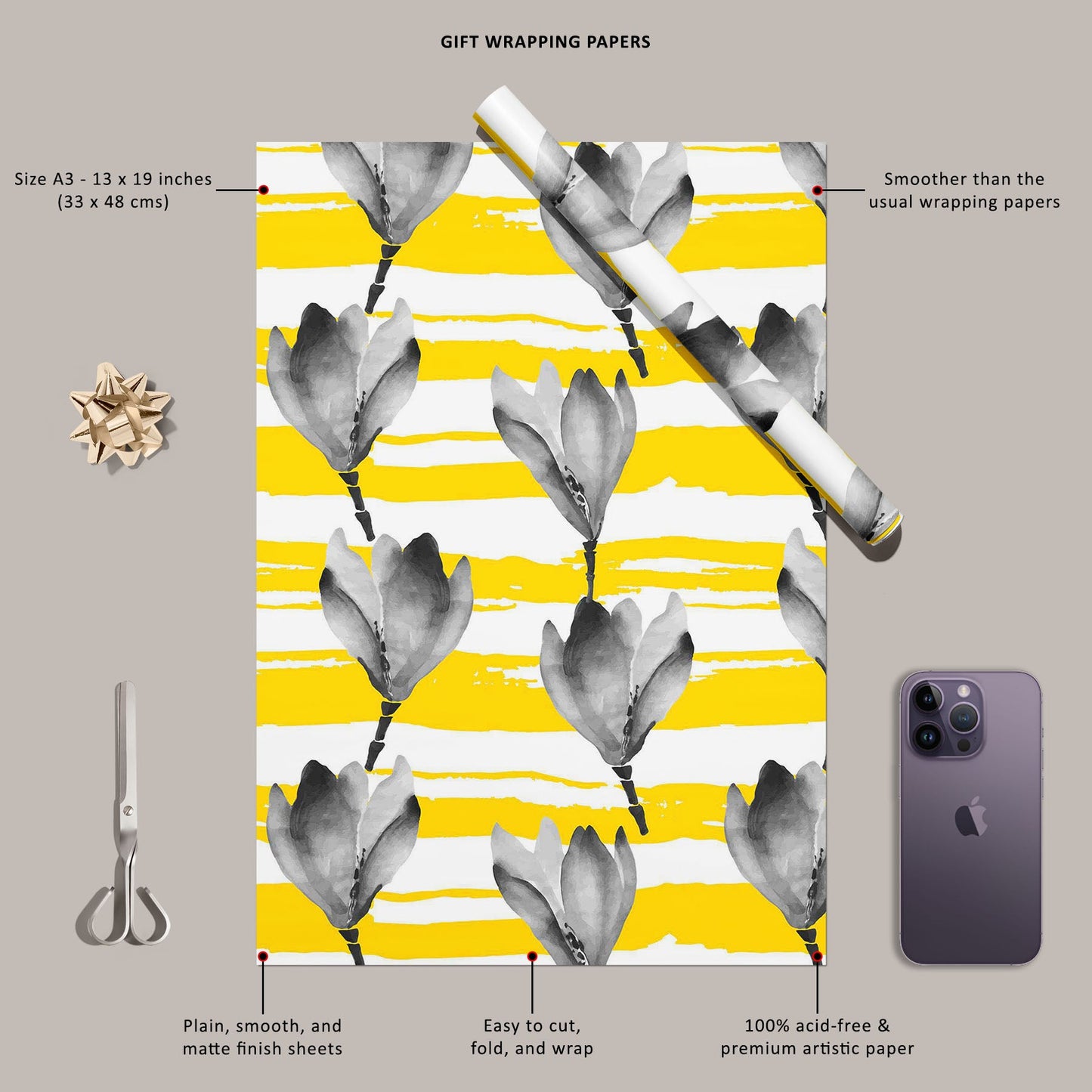 Watercolor Flowers D22 Art & Craft Gift Wrapping Paper