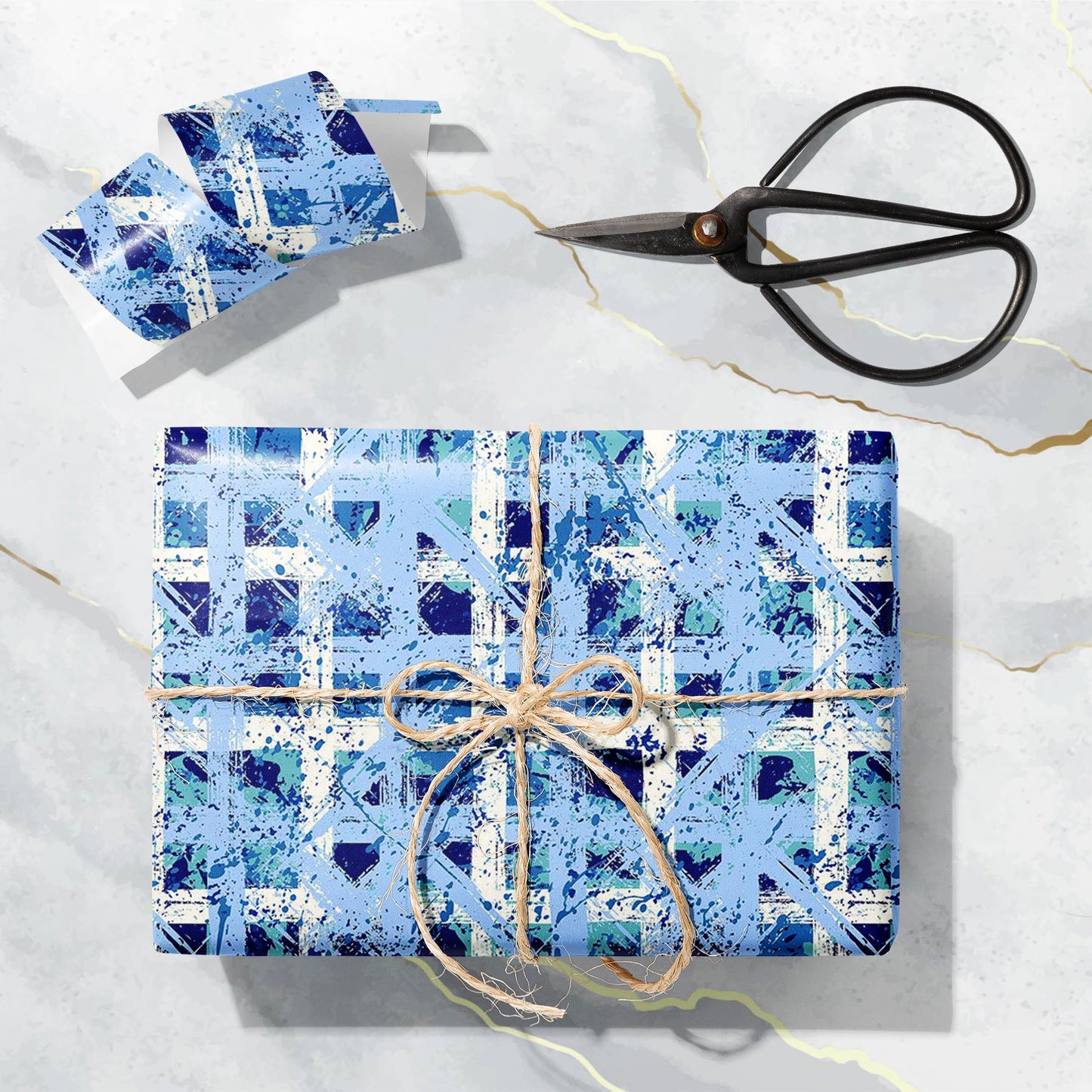 Bold Crossing Brushstrokes & Stripes Pattern Art & Craft Gift Wrapping Paper