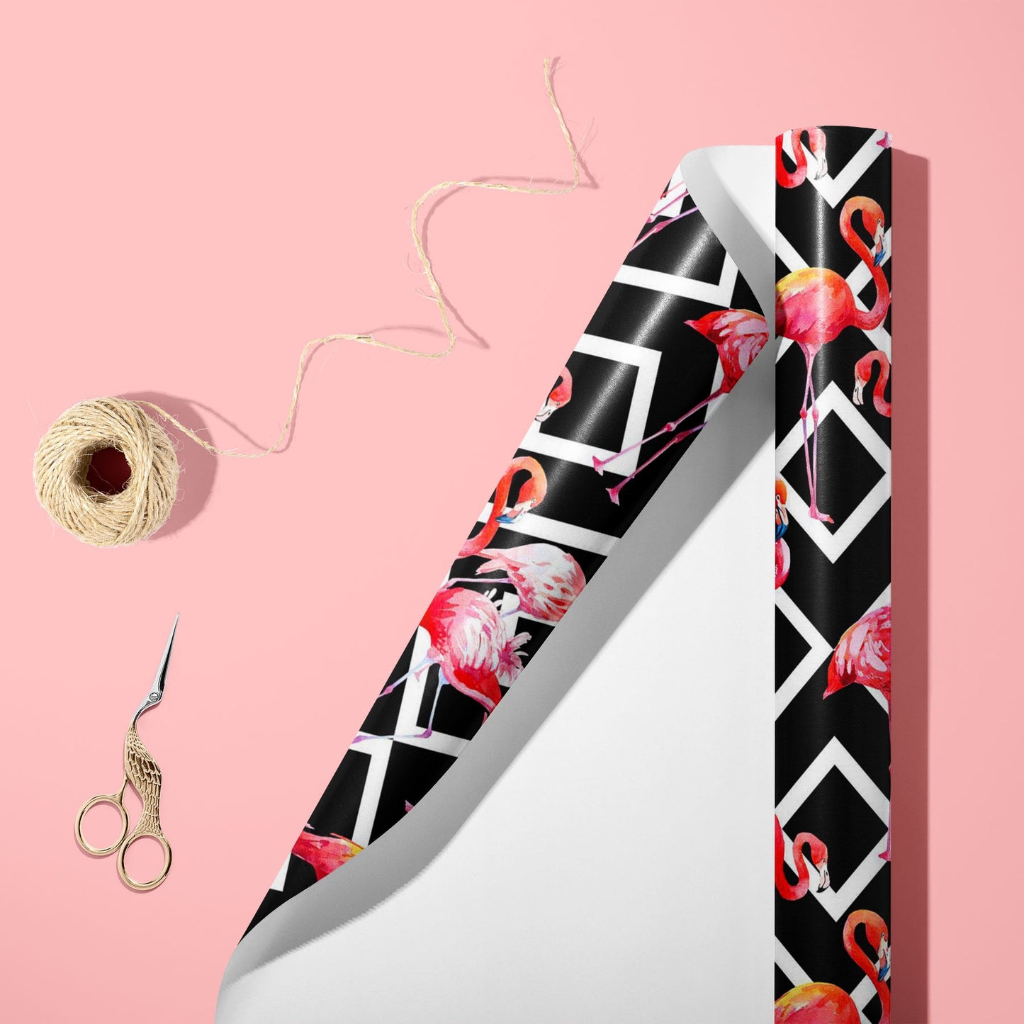 Watercolor Tropical Pink Flamingo Art & Craft Gift Wrapping Paper