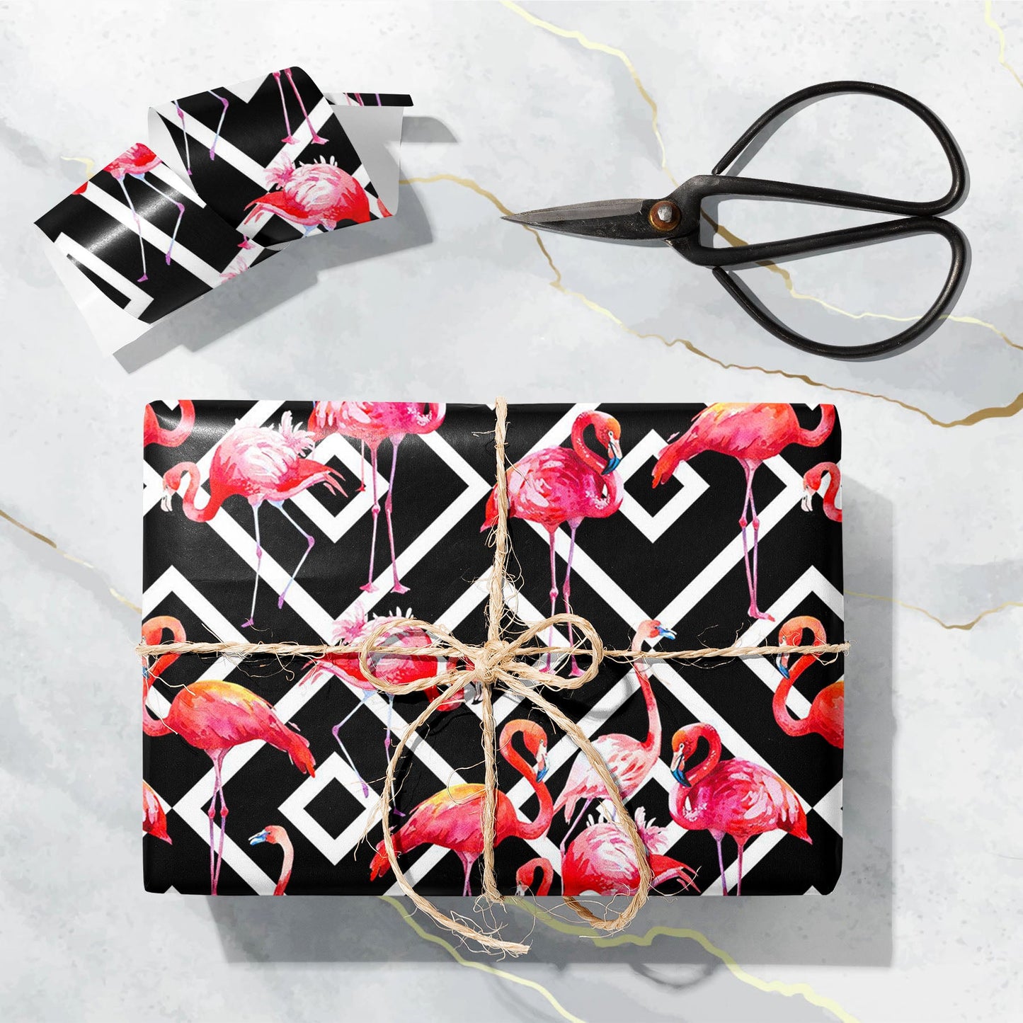 Watercolor Tropical Pink Flamingo Art & Craft Gift Wrapping Paper