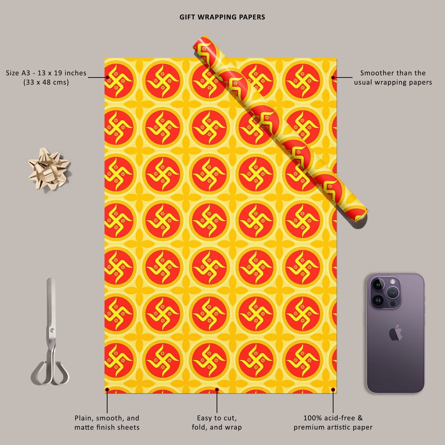 Traditional Hindu Swastika Art & Craft Gift Wrapping Paper