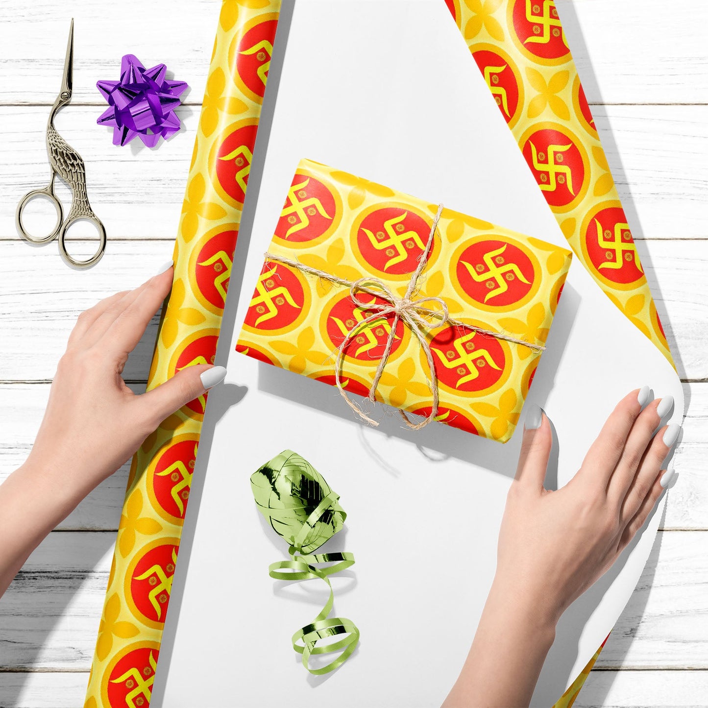 Traditional Hindu Swastika Art & Craft Gift Wrapping Paper