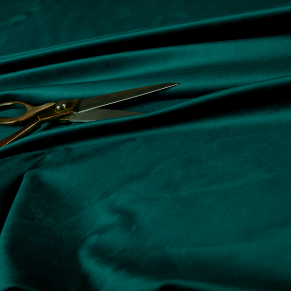 Alpha Plain Durable Velvet Brushed Cotton Effect Upholstery Fabric Teal Colour CTR-2728